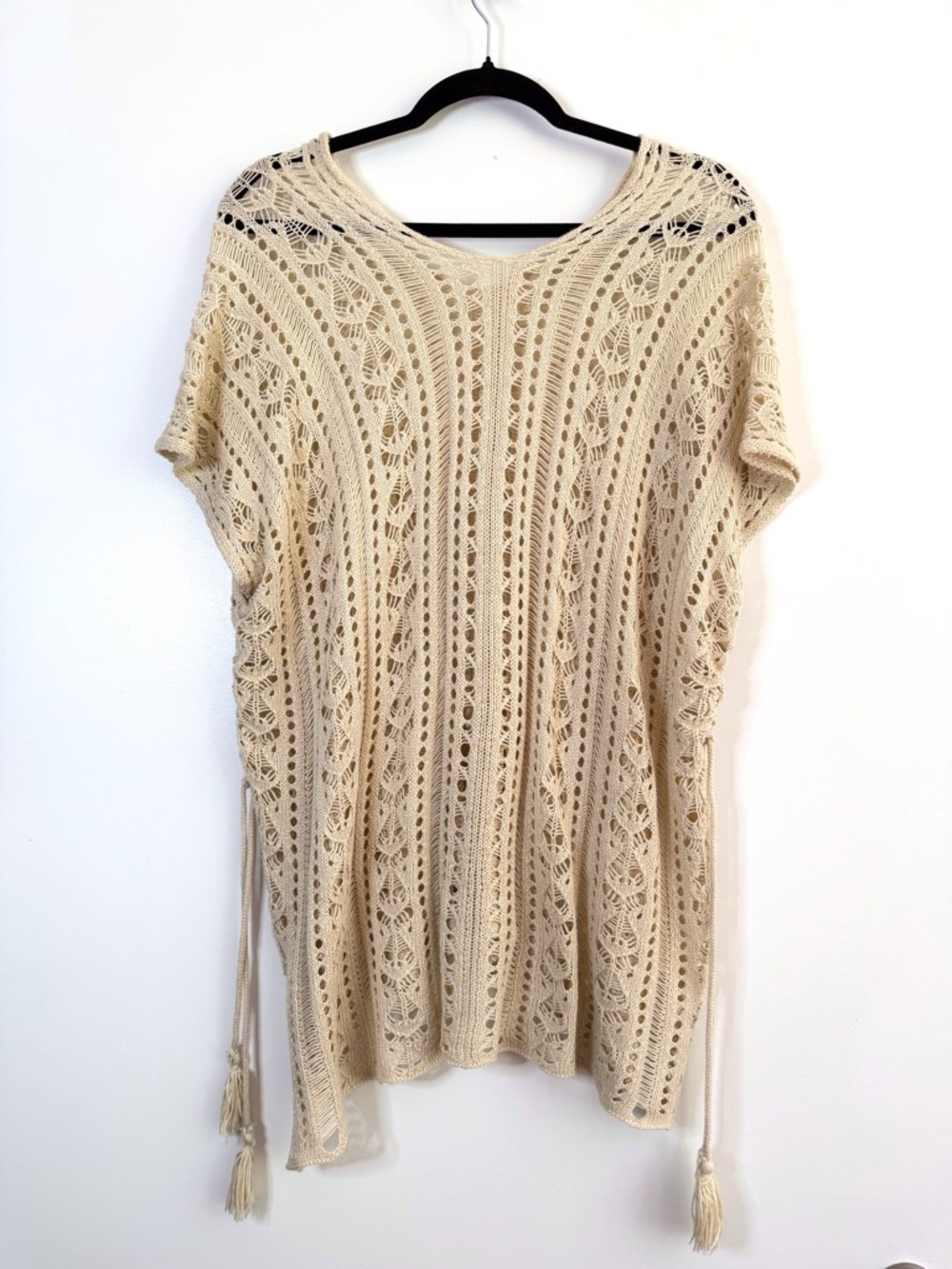 Crochet Knit Swim Coverup in Cream